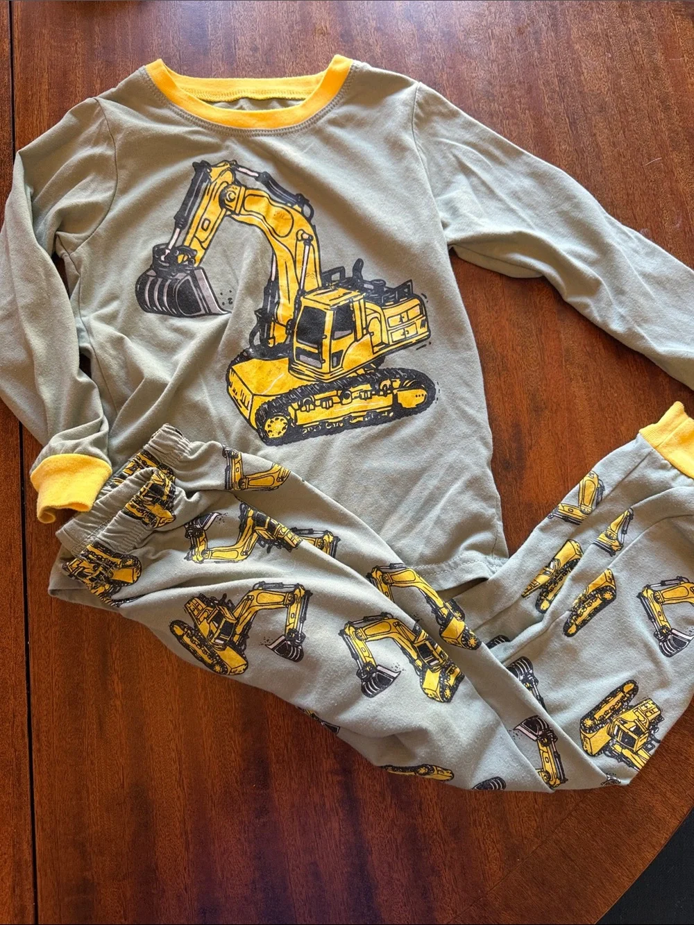 Kids Yellow Excavator Pajama Set - Bogo